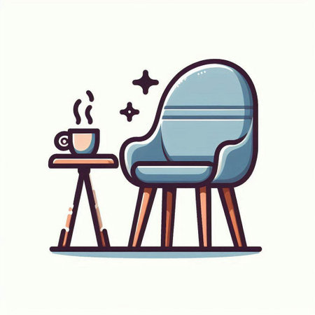 Comfortable armchair with cup of coffee. Vector illustration in cartoon styleのイラスト素材