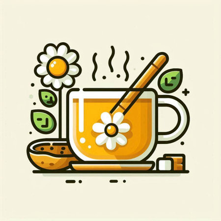 Cup of tea with chamomile. Vector illustration.のイラスト素材