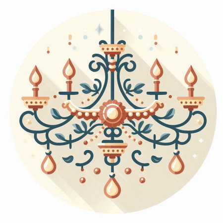 Chandelier icon, vector illustration. Flat design style with long shadowのイラスト素材