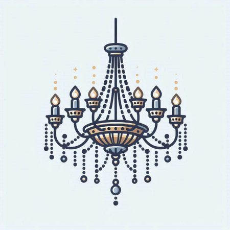 Chandelier in line art style. Vector illustration for your designのイラスト素材