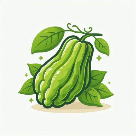 Chayote fruit isolated on a white background. Vector illustration.のイラスト素材