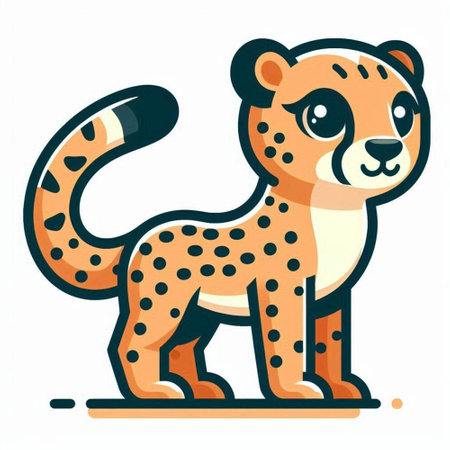 Cute cheetah. Vector illustration in cartoon style on a white background.のイラスト素材