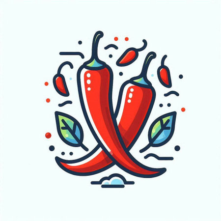 Chili pepper icon. Vector illustration of red hot chili pepper.のイラスト素材