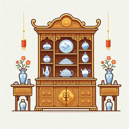 Vintage furniture. Furniture in the Victorian style. Vector illustration.のイラスト素材