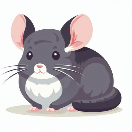 Gray mouse isolated on a white background. Vector illustration in cartoon style.のイラスト素材