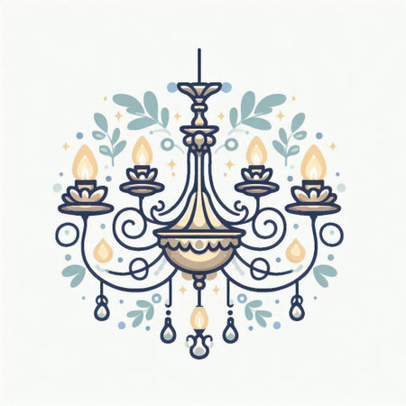 Vintage chandelier. Hand drawn vector illustration in retro style.のイラスト素材