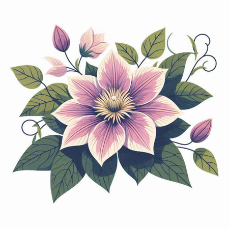vector illustration of a bouquet of purple flowers on a white backgroundのイラスト素材