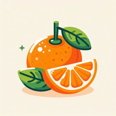 Orange fruit icon. Vector illustration in cartoon style. Design element.のイラスト素材