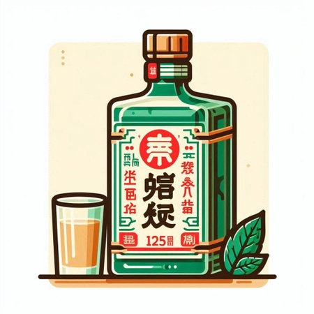 Vintage tequila bottle with a glass of juice. Vector illustration.のイラスト素材