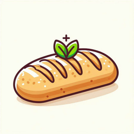 Illustration of a loaf of bread on a white background, vector illustrationのイラスト素材