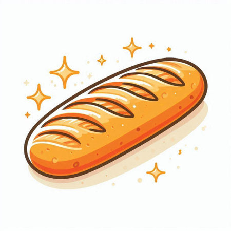 Illustration of a loaf of bread on a white background with starsのイラスト素材