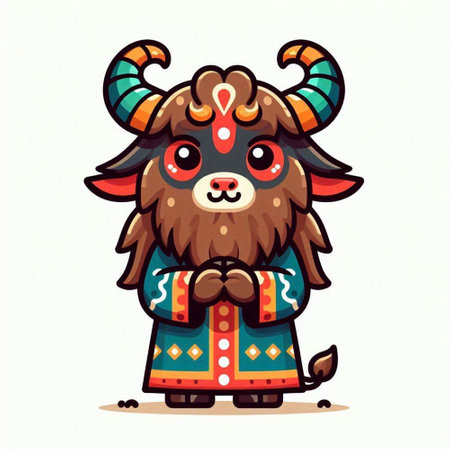 Cute cartoon tibetan zodiac sign. Vector illustration.のイラスト素材