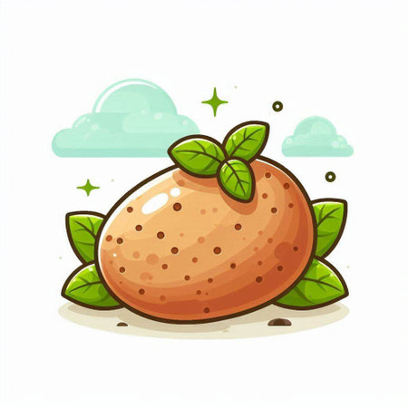 Illustration of a fresh tangerine with leaves on a white backgroundのイラスト素材