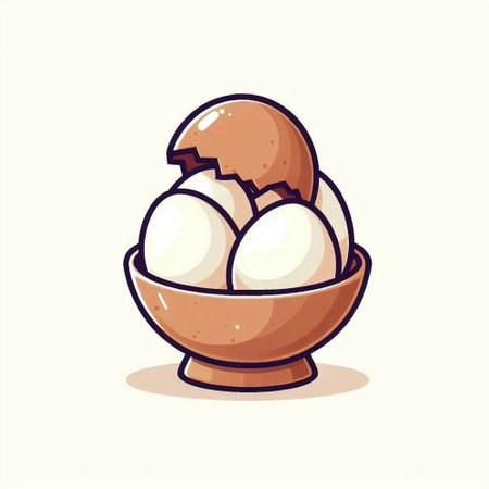 Boiled eggs in a bowl. Vector illustration in cartoon style.のイラスト素材