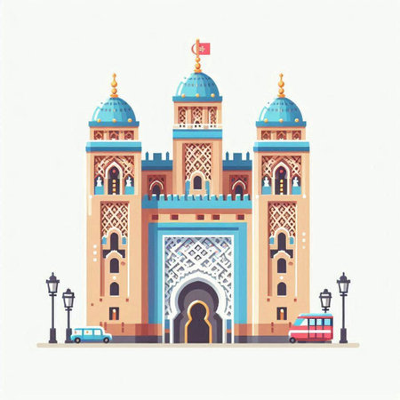 Taj Mahal, New Delhi, India. Vector illustration.のイラスト素材