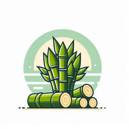 Sugar cane icon. Vector illustration of sugar cane in flat style.のイラスト素材