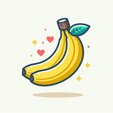 Banana fruit icon. Hand drawn vector illustration in cartoon style.のイラスト素材