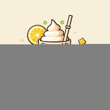Illustration of a cup of ice cream with lemon and honey.のイラスト素材
