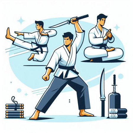 Martial arts, karate, taekwondo vector illustrationのイラスト素材