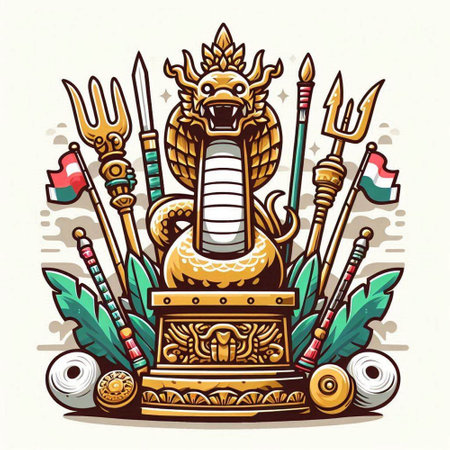Vintage indian god. Vector illustration in hand drawn style.のイラスト素材