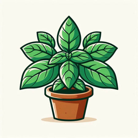 Illustration of a house plant in a pot on a white backgroundのイラスト素材