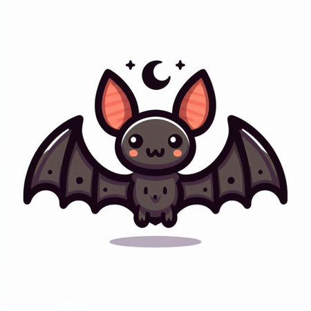 Cute Bat Cartoon Mascot Character. Vector Illustration.のイラスト素材