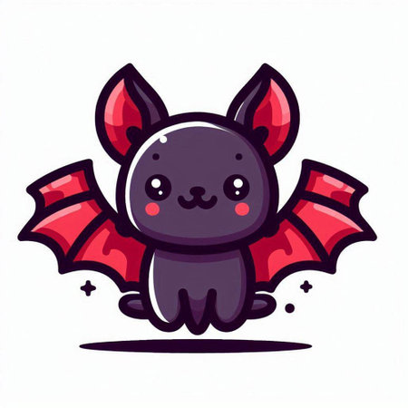 Cute cartoon bat. Vector illustration isolated on a white background.のイラスト素材
