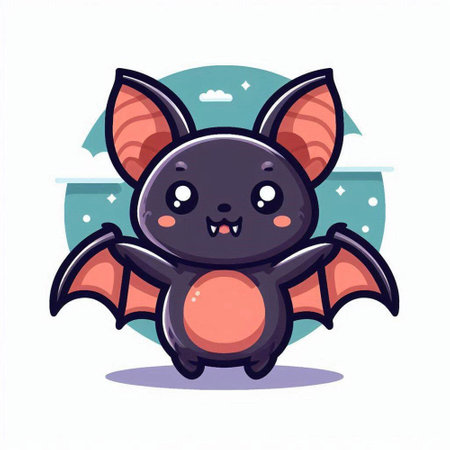 Cute cartoon bat. Vector illustration. Design element for Halloween.のイラスト素材