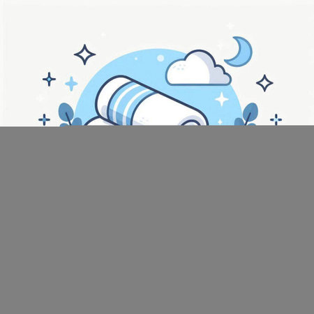 Vector illustration of yoga mat with clouds and stars on the background.のイラスト素材