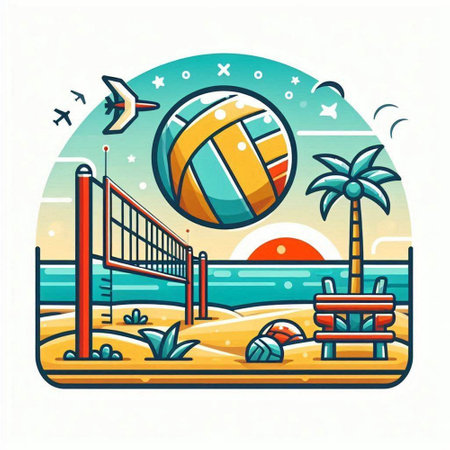 Beach Volleyball Ball Icon Vector Illustration. Beach Volleyball Ball Iconのイラスト素材