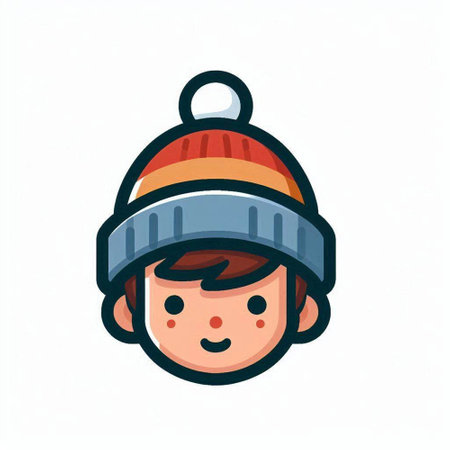 Vector illustration of a boy in a knitted hat and scarf.のイラスト素材