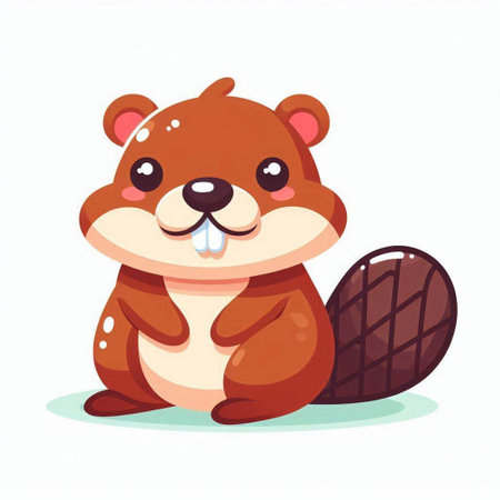 Cute beaver. Vector illustration in cartoon style isolated on white background.のイラスト素材