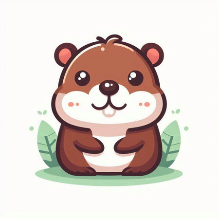 Cute hamster sitting on the ground. Vector illustration in cartoon style.のイラスト素材