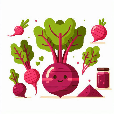 Vegetables, beetroot, beetroot, carrot, beetroot, beetroot, vector illustrationのイラスト素材