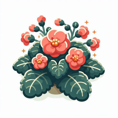 Flowerpot with red flowers isolated on white background. Vector illustration.のイラスト素材