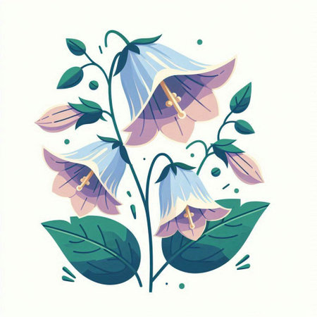 Flower bouquet with bluebells and green leaves. Vector illustration.のイラスト素材