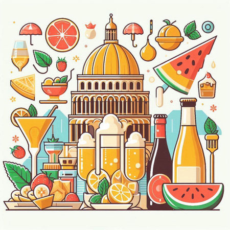 Cocktails in the United States of America. Vector illustration.のイラスト素材