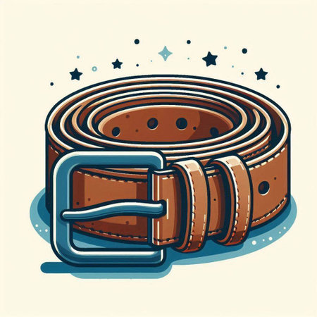 Illustration of a leather belt with a buckle. Vector illustration.のイラスト素材