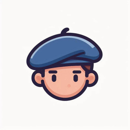 Cute cartoon boy in beret. Vector illustration in a flat style.のイラスト素材
