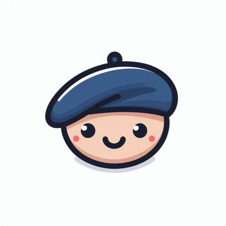 Cute cartoon vector illustration of a boy wearing a beret.のイラスト素材