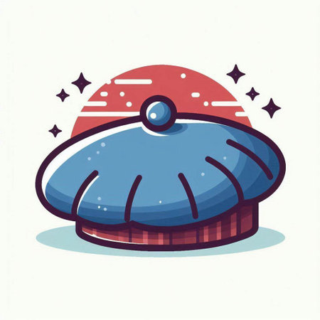 Vector illustration of a cute hat with the moon in the background.のイラスト素材