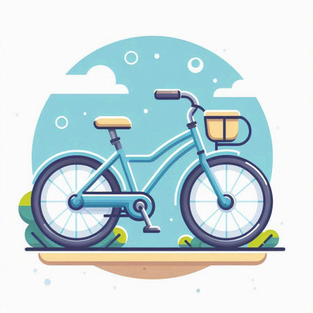 Bike in the park. Flat vector illustration on white background.のイラスト素材