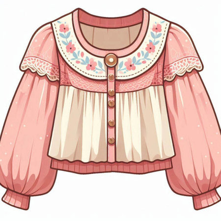 Illustration of a pink blouse isolated on a white background.のイラスト素材