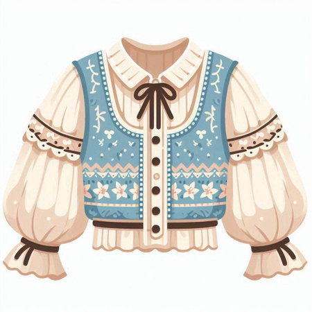 Illustration of a traditional ukrainian jacket on a white backgroundのイラスト素材
