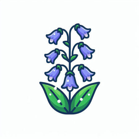 Bluebells vector icon isolated on white background. Hand drawn bluebell.のイラスト素材