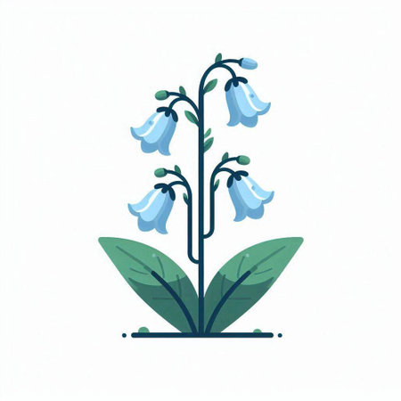Bluebell flower isolated on white background. Flat style vector illustration.のイラスト素材