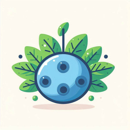 Bowling ball with green leaves. Vector illustration in cartoon style.のイラスト素材