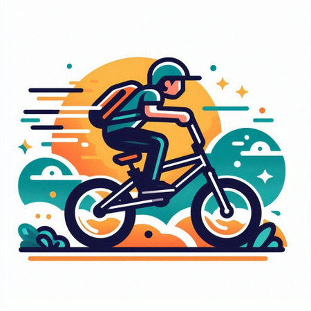Cyclist riding a bike. Vector illustration of a cyclist.のイラスト素材