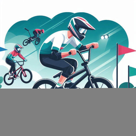 Cyclist in helmet riding a bicycle on the road. Vector illustrationのイラスト素材