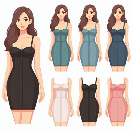 Fashionable woman in lingerie set. Cute cartoon girl vector illustration.のイラスト素材